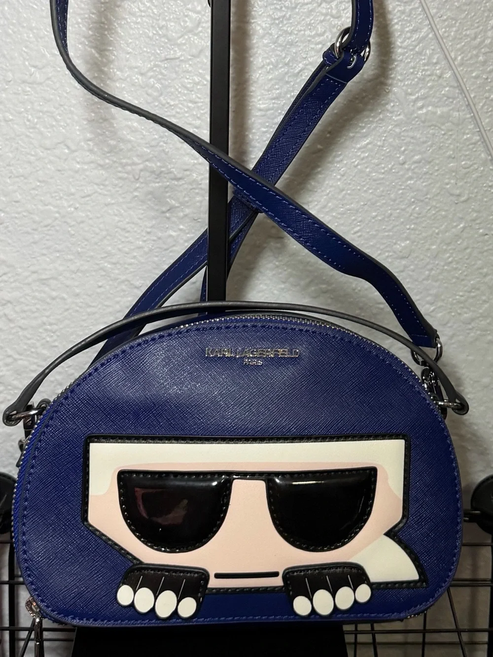 Unique Karl Lagerfeld Paris K/Ikonik Maybelle Dome Crossbody Blue Peekaboo Bag